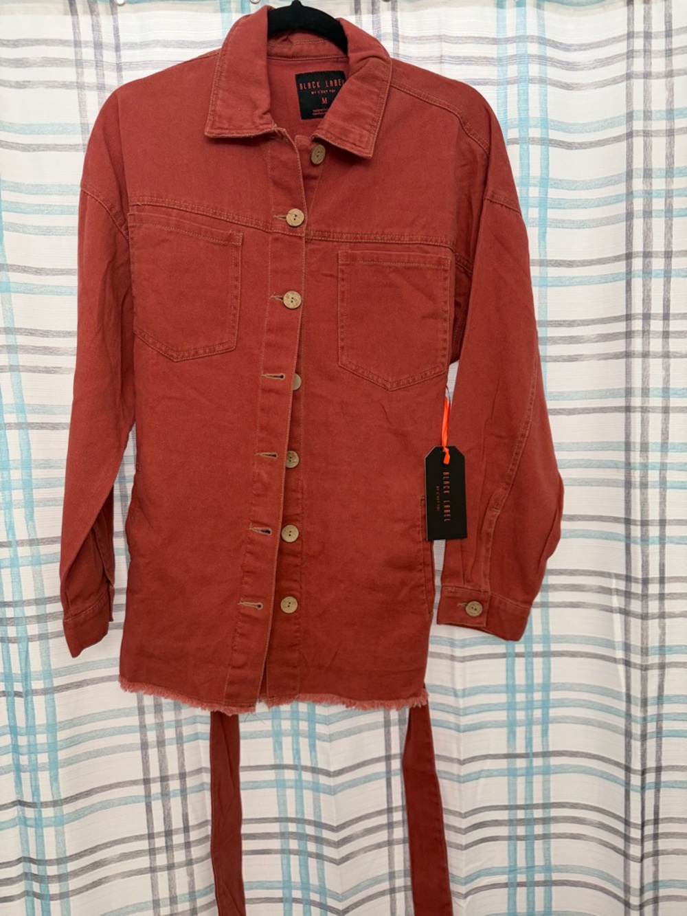 Black Label Rust Red Jean Jacket with Waist Tie
